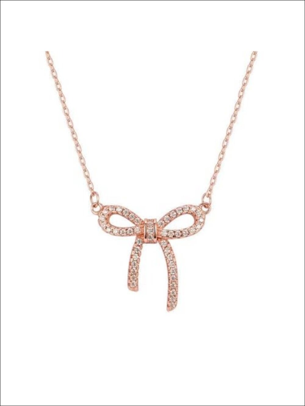 14K Gold Plated Rhinestone Bow Necklace Adjustable Choker Dainty Jewelry Gift